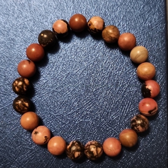 Handmade Rhodonite Beaded Bracelet - Picture 5 of 6